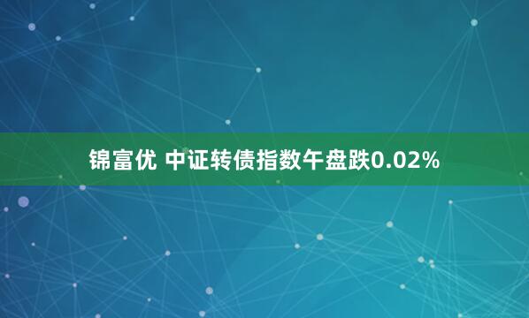 锦富优 中证转债指数午盘跌0.02%